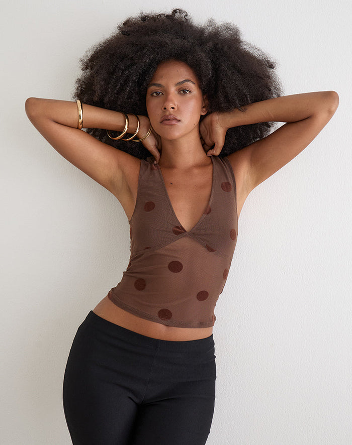 Image of Lihat Top in Big Polka Brown