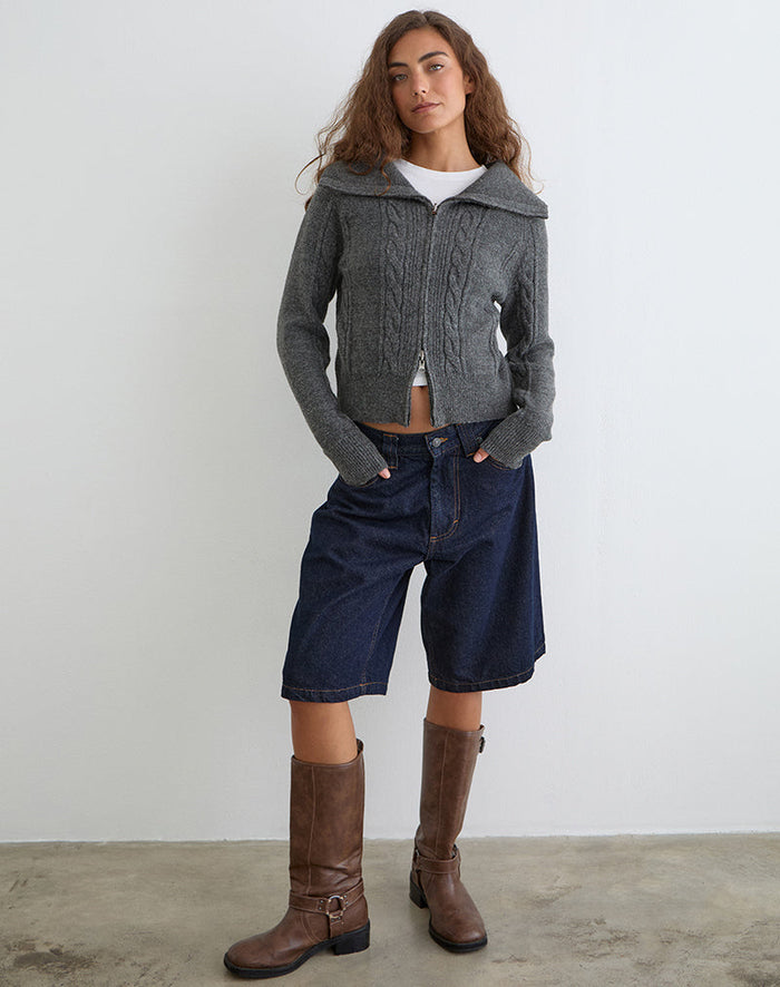 Image of Lilena Zip Jumper in Knit Dark Shadow