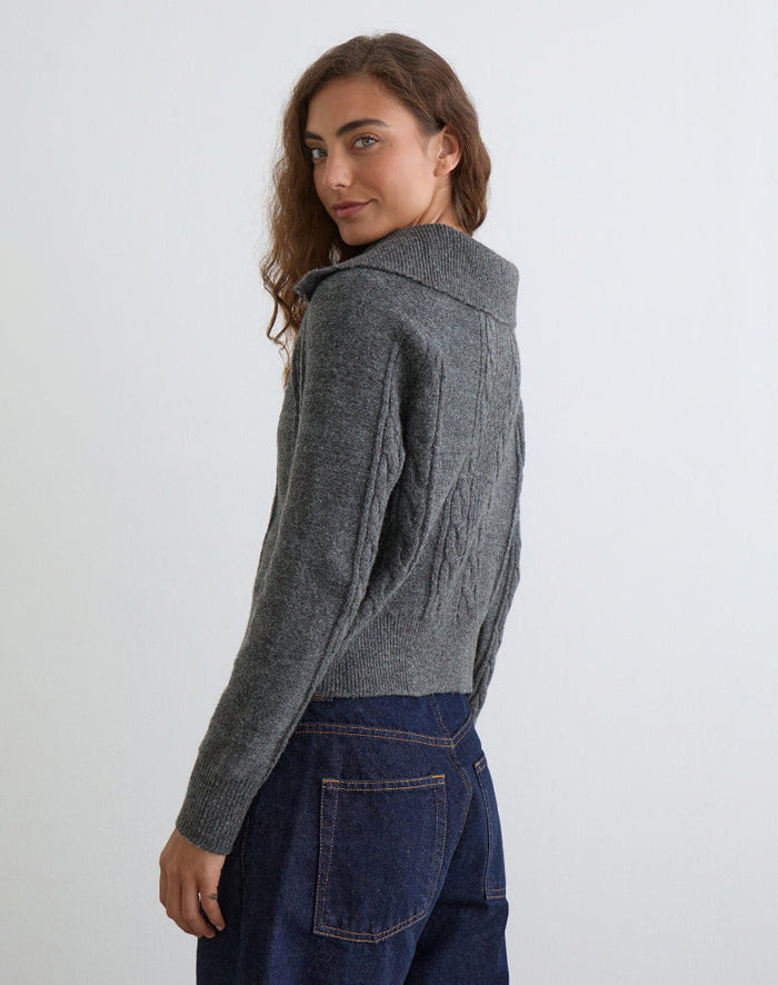 Image of Lilena Zip Jumper in Knit Dark Shadow