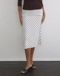 Iamge of Liosa Midi Skirt in Sheer Jersey Grey and White Stripe