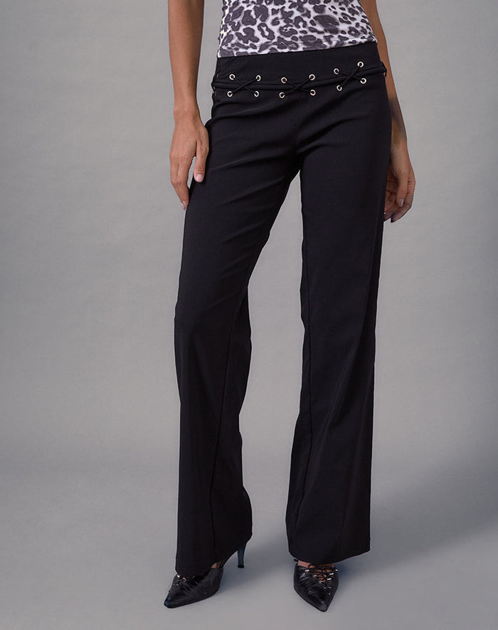 Image of Lirina Lace Up Trouser in Tailoring Black
