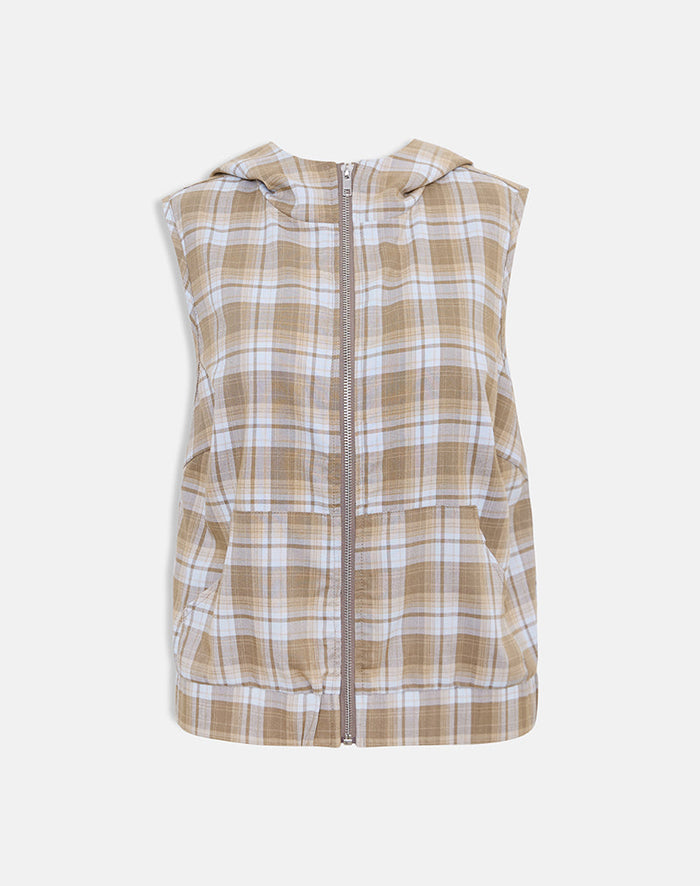 Image of Lirren Hooded Top in Tailoring Check Brown