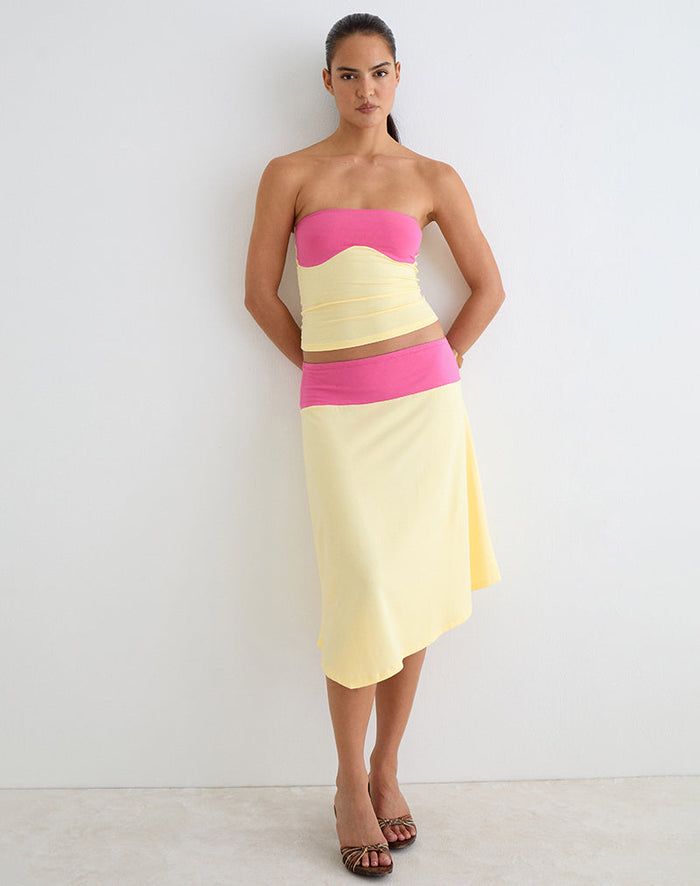 Image of Liv Top in Rayon Jersey Lemon Yellow and Deep Pink
