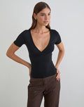 Image of Lobos Crossover Top in Rayon Jersey Black