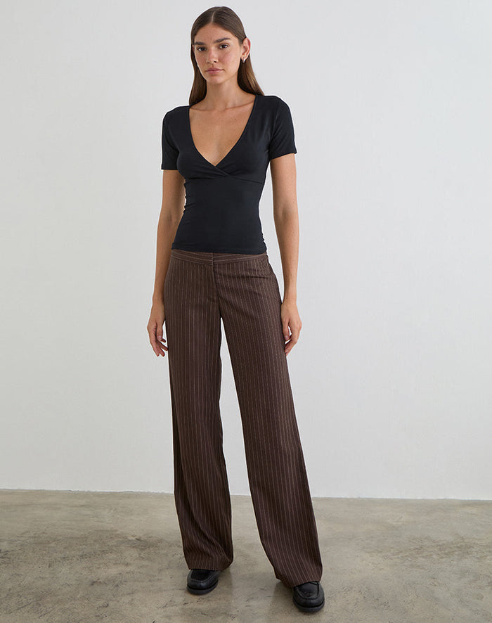 Image of Lobos Crossover Top in Rayon Jersey Black