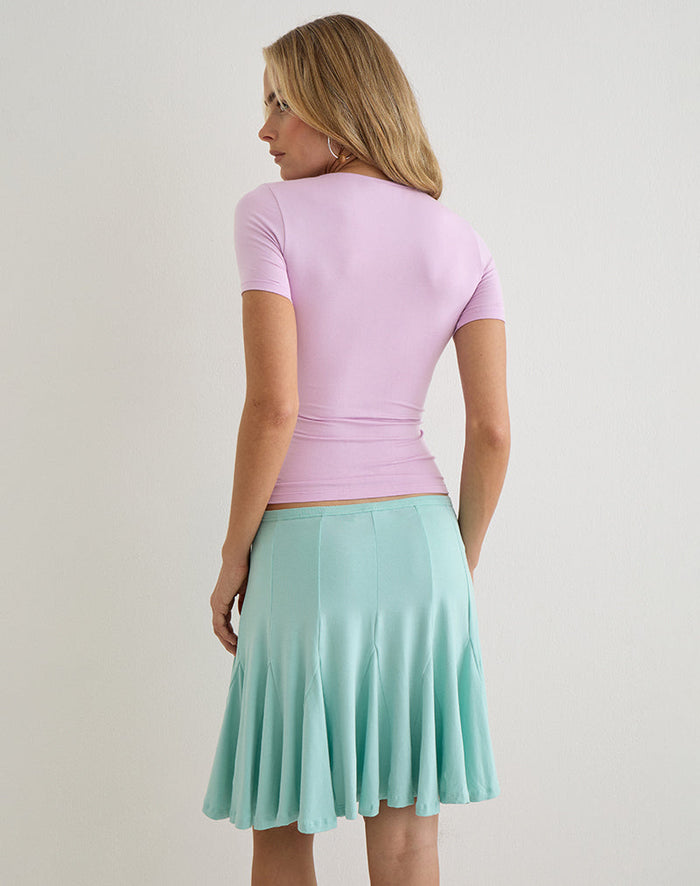Image of Lones Godet Midi Skirt in Rayon Jersey Aqua