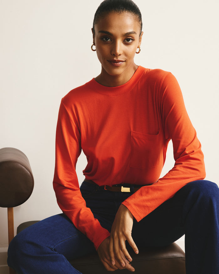 Long Sleeve Garcon Tee - Poppy | Plus Size & Straight Size Women's Fashion | Universal Standard