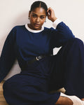 Long Sleeve Relaxed Tee - Pageant Blue/White Trim | Plus Size & Straight Size Women's Fashion | Universal Standard