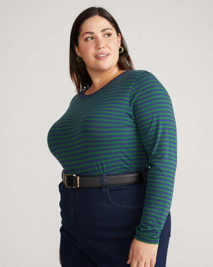 Long Sleeve Tee Rex - Cenote/Jardin Stripe | Plus Size & Straight Size Women's Fashion | Universal Standard
