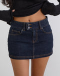 Image of Low Rise Denim Mini Skirt in Indigo