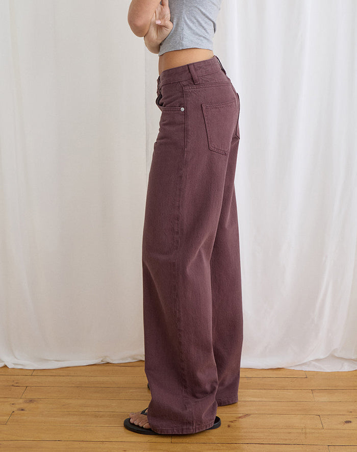Image of Low Rise Parallel Jeans in Burgundy