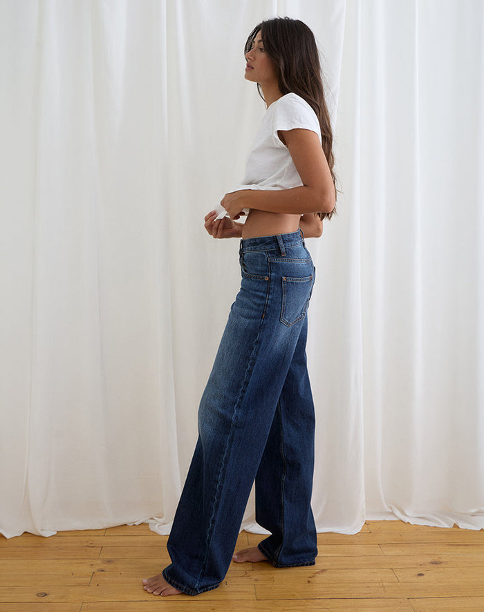 Image of Low Rise Parallel Jeans in Dark Blue