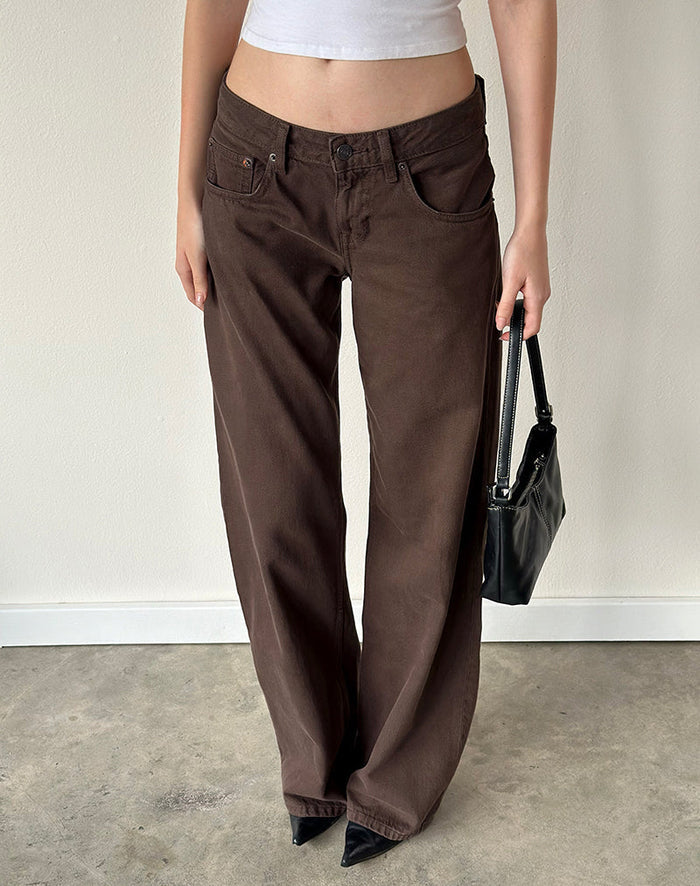 Image of Low Rise Parallel Jeans in Dark Chocolate