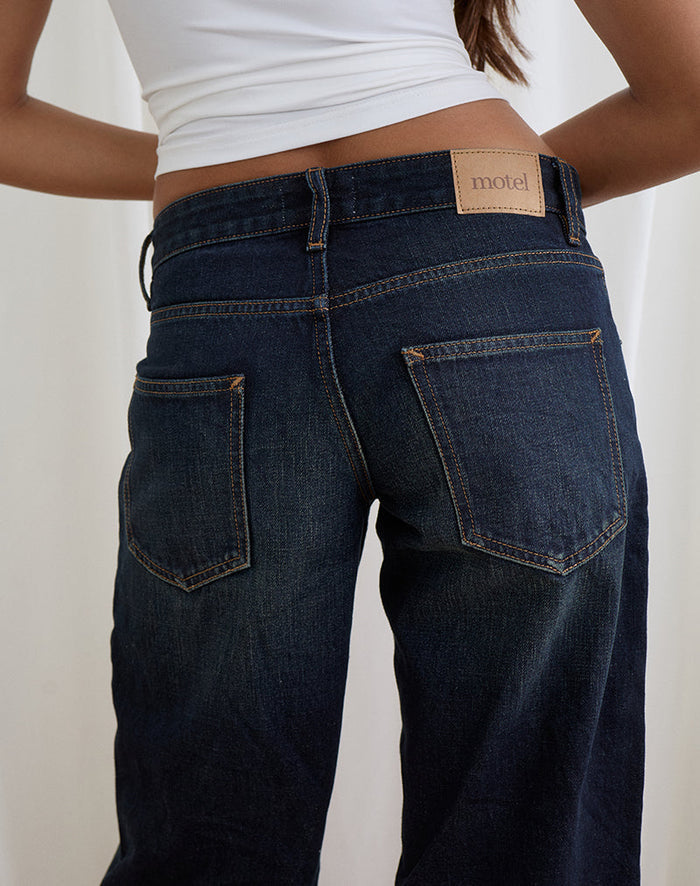 Image of Image of Low Rise Parallel Jeans in Dark Green Tint
