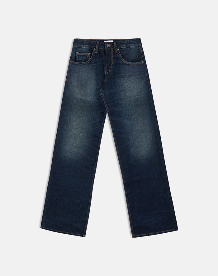 Image of Low Rise Parallel Jeans in Dark Green Tint