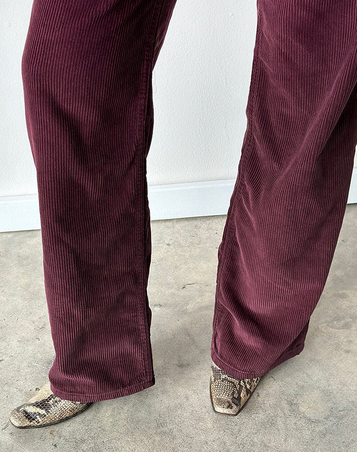 Image of Low Rise Parallel Trouser in Corduroy Burgundy