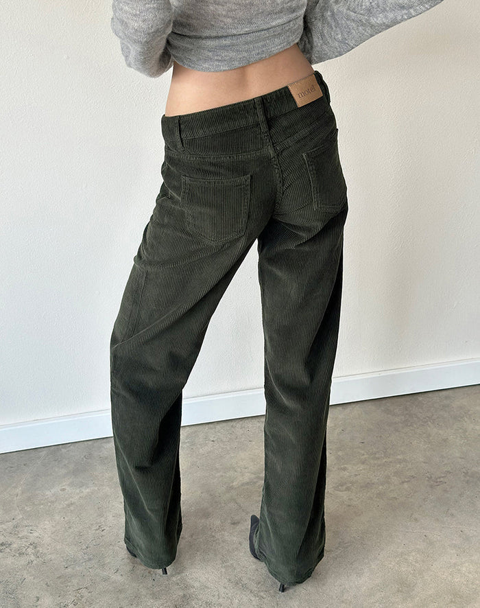 Image of Low Rise Parallel Trouser in Corduroy Green