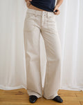 Image of Low Rise Relaxed Cargo Jeans in Off White
