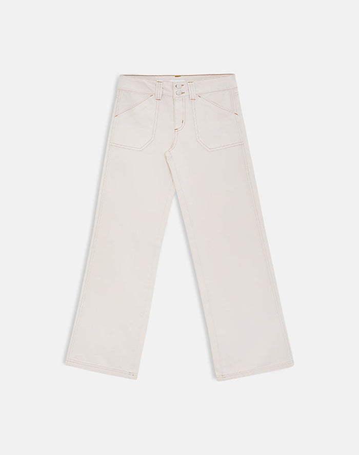 Image of Low Rise Relaxed Cargo Jeans in Off White