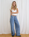 Image of Low Rise Roomy Jeans in Blue Stone