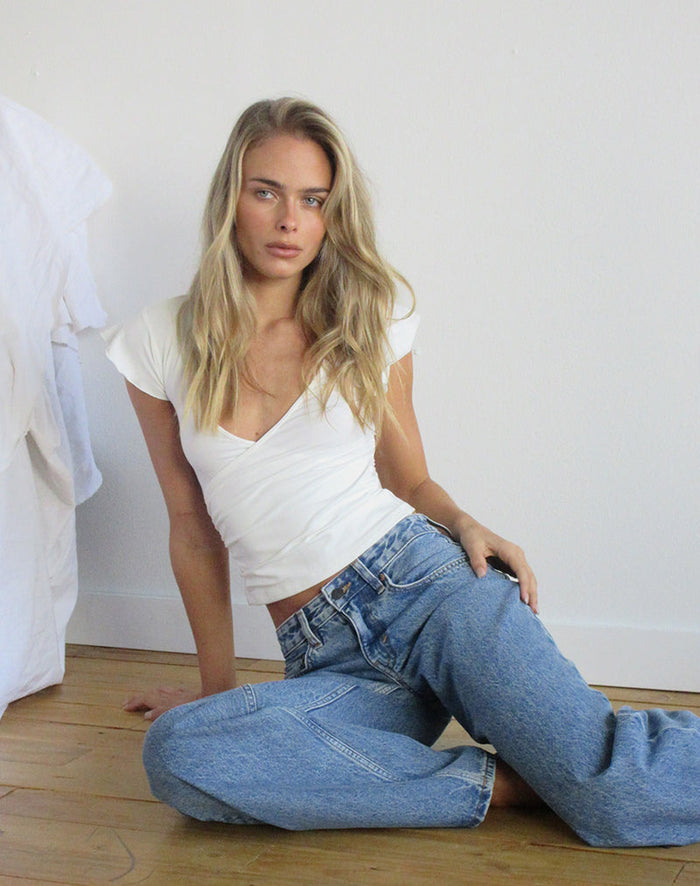 Image of Low Rise Roomy Jeans in Blue Stone