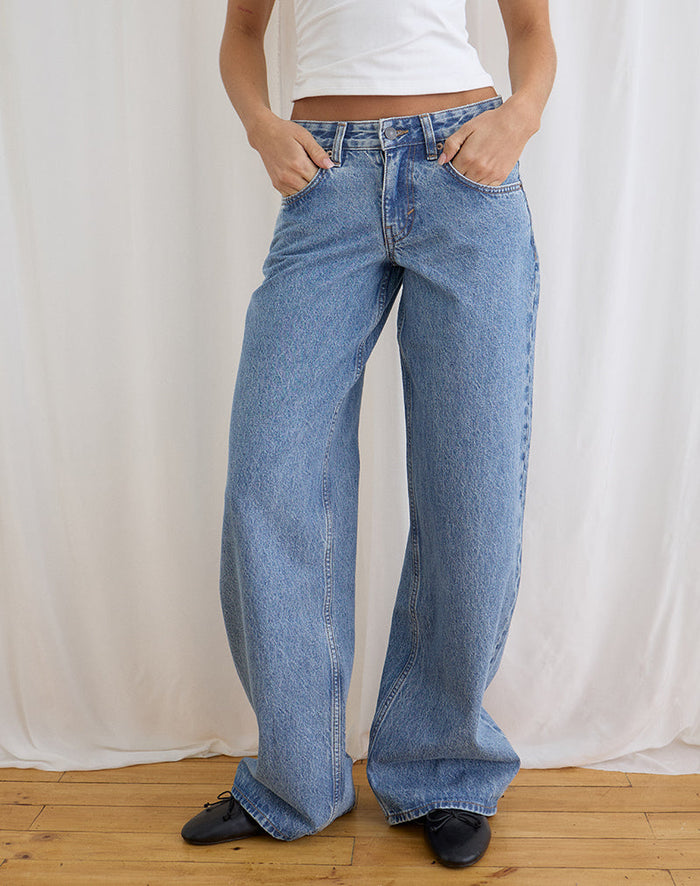 Image of Low Rise Roomy Jeans in Blue Stone