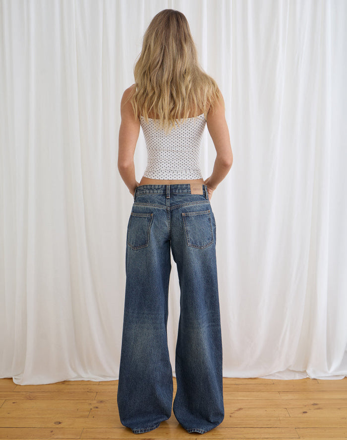 Image of Low Rise Roomy Jeans in Steel Blue