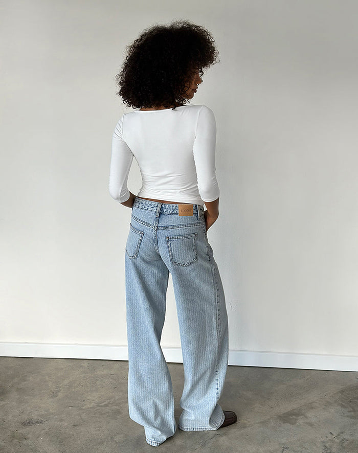 Image of Low Rise Roomy Jeans in Stripe 80s Light Blue Wash