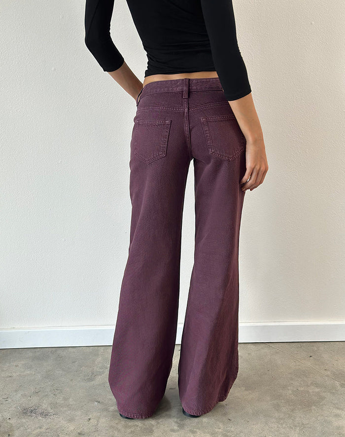 Image of Low Rise Slouchy Flare Jeans in Pinot Noir