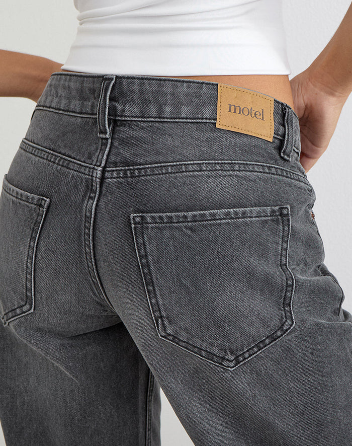 Image of Low Rise Slouchy Flare Jeans in Washed Black Grey