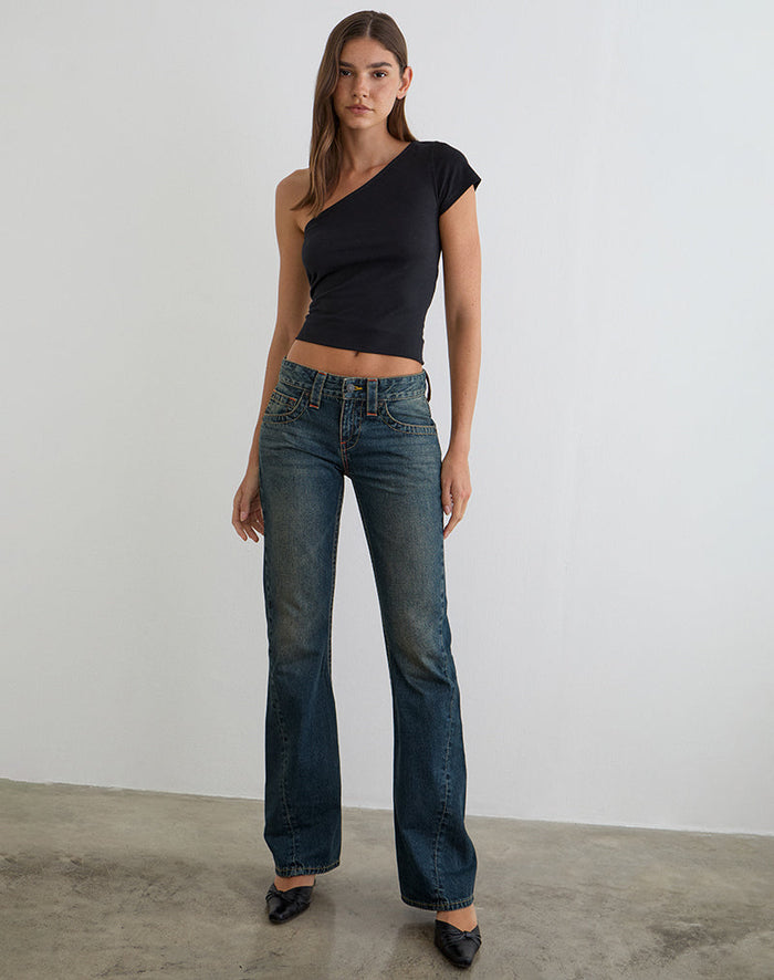Image of Low Rise Twisted Seam Jeans in Dirty Green
