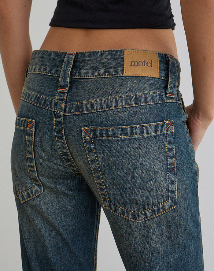 Image of Low Rise Twisted Seam Jeans in Dirty Green