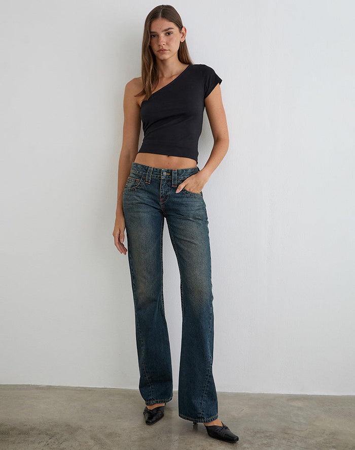 Image of Low Rise Twisted Seam Jeans in Dirty Green