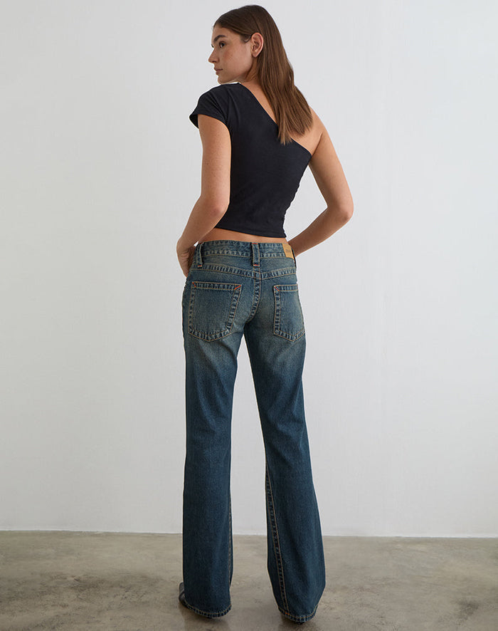 Image of Low Rise Twisted Seam Jeans in Dirty Green