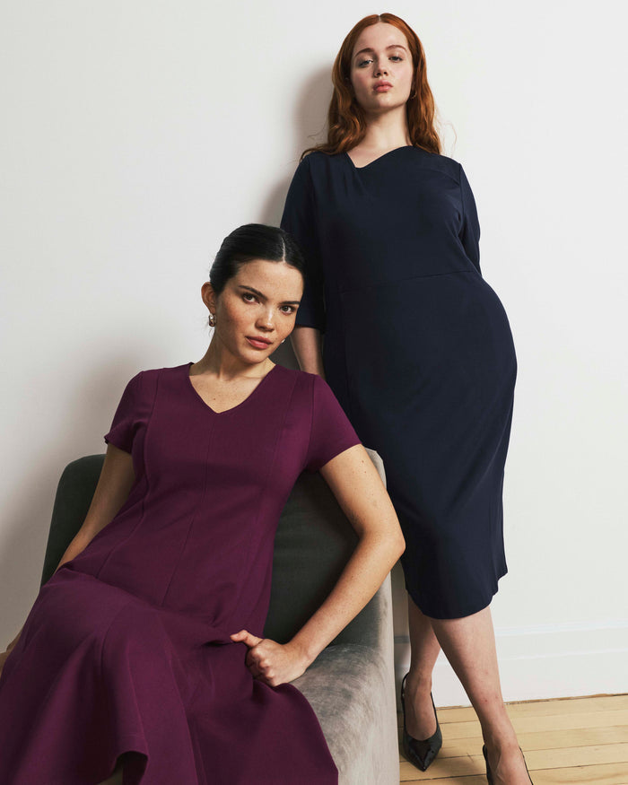 Lucinda Ponte Midi Dress - Plum Caspia | Plus Size & Straight Size Women's Fashion | Universal Standard