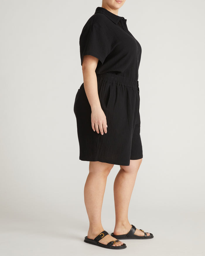 Luxe Cotton Gauze Beach Shirt - Black | Plus Size & Straight Size Women's Fashion | Universal Standard