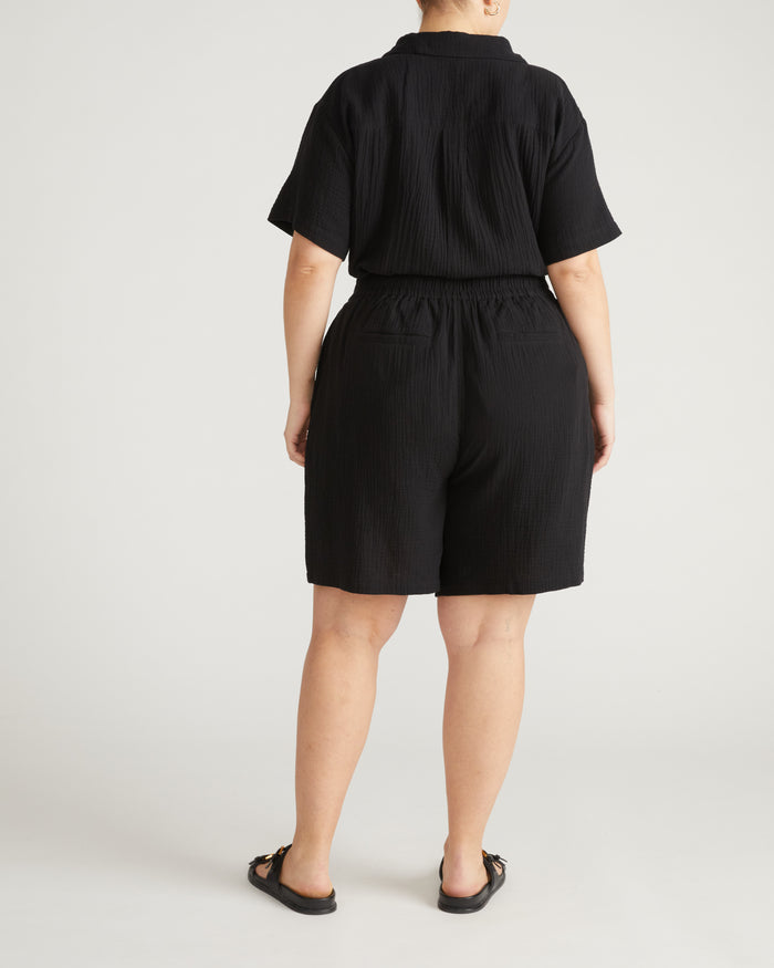 Luxe Cotton Gauze Beach Shirt - Black | Plus Size & Straight Size Women's Fashion | Universal Standard