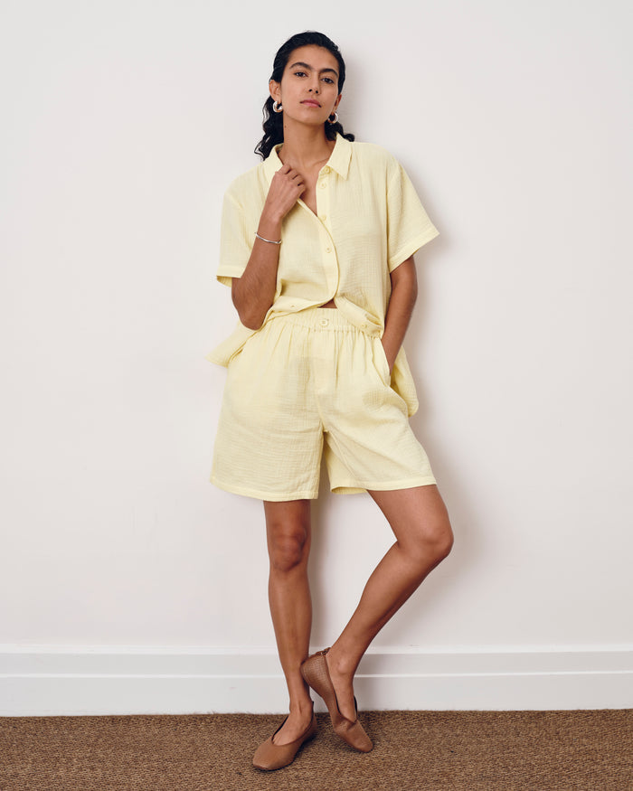 Luxe Cotton Gauze Beach Short - Pale Daffodil | Plus Size & Straight Size Women's Fashion | Universal Standard