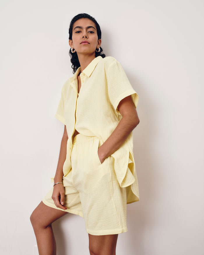 Luxe Cotton Gauze Beach Short - Pale Daffodil | Plus Size & Straight Size Women's Fashion | Universal Standard