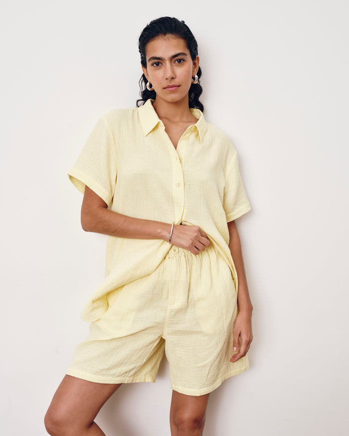 Luxe Cotton Gauze Beach Short - Pale Daffodil | Plus Size & Straight Size Women's Fashion | Universal Standard