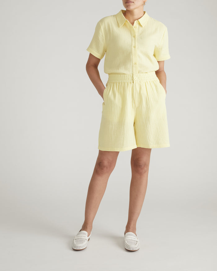 Luxe Cotton Gauze Beach Short - Pale Daffodil | Plus Size & Straight Size Women's Fashion | Universal Standard