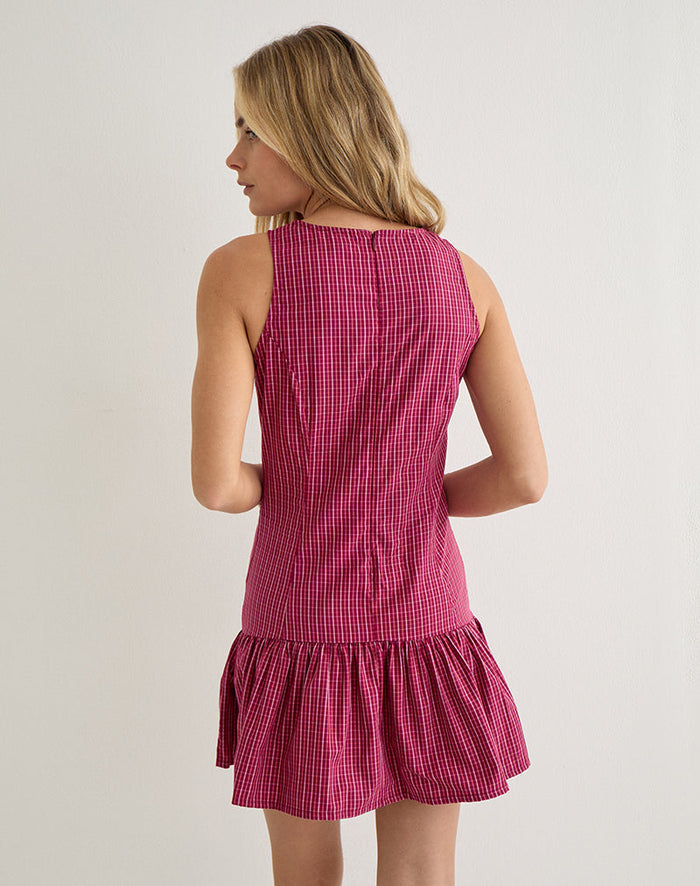 Image of Maelah Dress in Raspberry Shadow Check