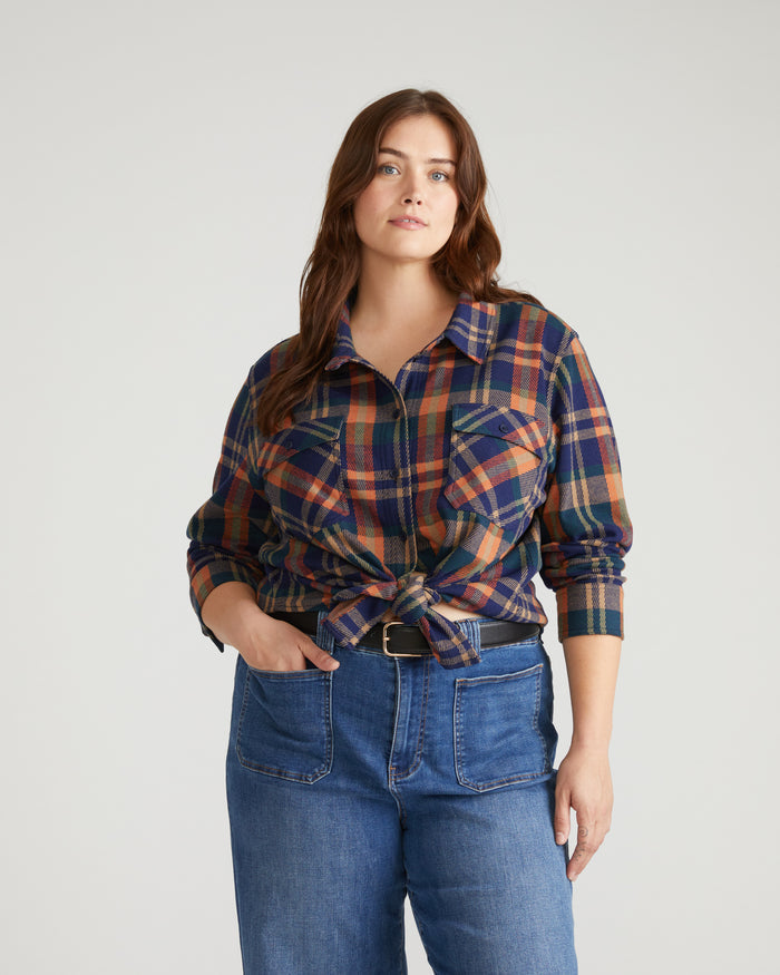 Maine Stretch Flannel Shirt - Autumn Apple Plaid | Plus Size & Straight Size Women's Fashion | Universal Standard