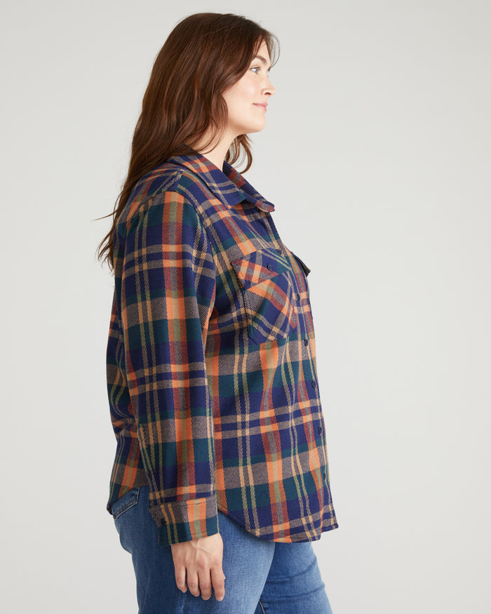 Maine Stretch Flannel Shirt - Autumn Apple Plaid | Plus Size & Straight Size Women's Fashion | Universal Standard