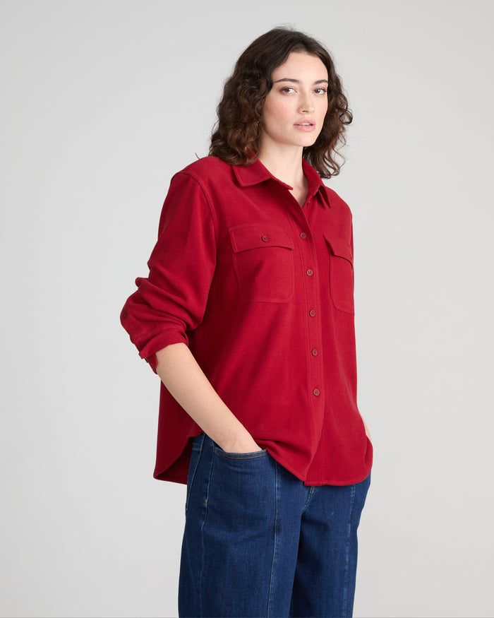 Maine Stretch Flannel Shirt - Autumnal Red | Plus Size & Straight Size Women's Fashion | Universal Standard