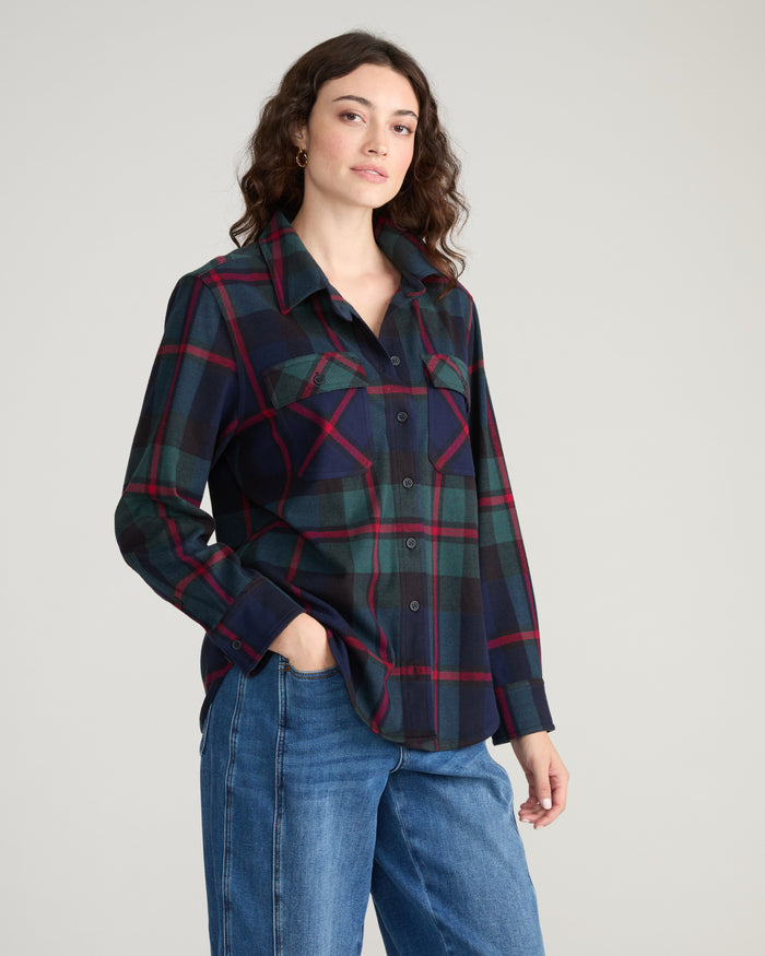 Maine Stretch Flannel Shirt - Bedford Plaid | Plus Size & Straight Size Women's Fashion | Universal Standard