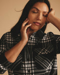 Maine Stretch Flannel Shirt - Highland Hug Black Plaid | Plus Size & Straight Size Women's Fashion | Universal Standard
