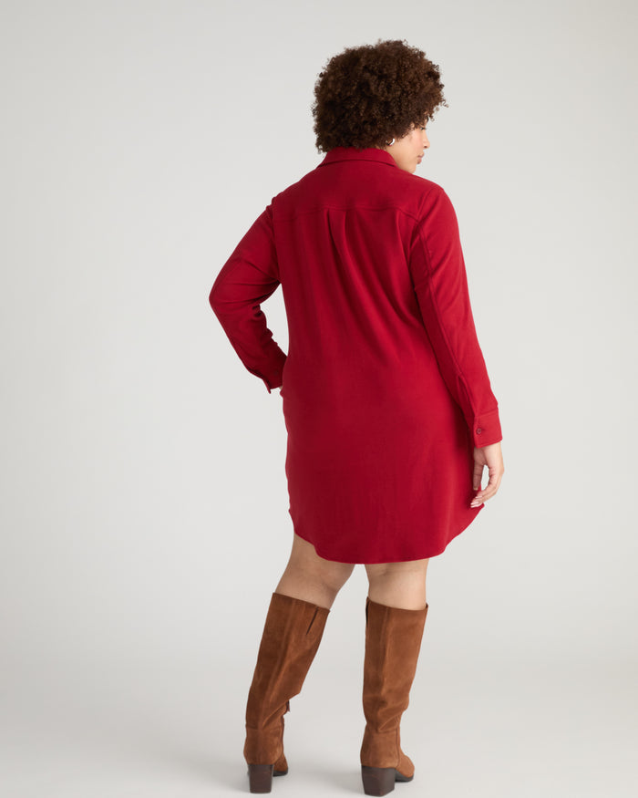 Maine Stretch Flannel Shirtdress - Autumnal Red | Plus Size & Straight Size Women's Fashion | Universal Standard