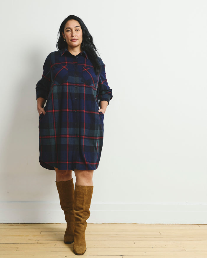 Maine Stretch Flannel Shirtdress - Bedford Plaid | Plus Size & Straight Size Women's Fashion | Universal Standard