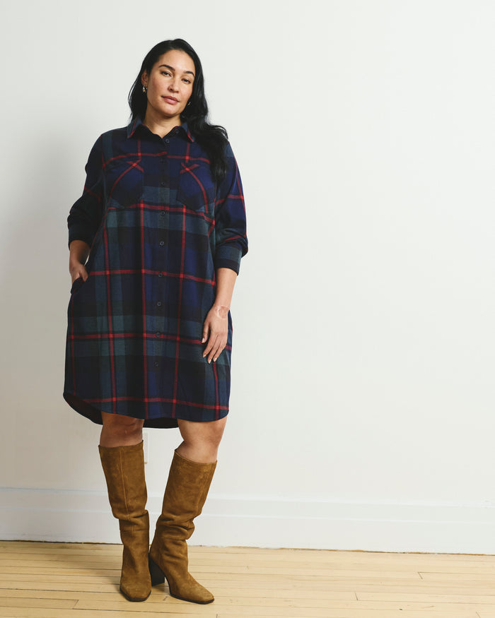 Maine Stretch Flannel Shirtdress - Bedford Plaid | Plus Size & Straight Size Women's Fashion | Universal Standard